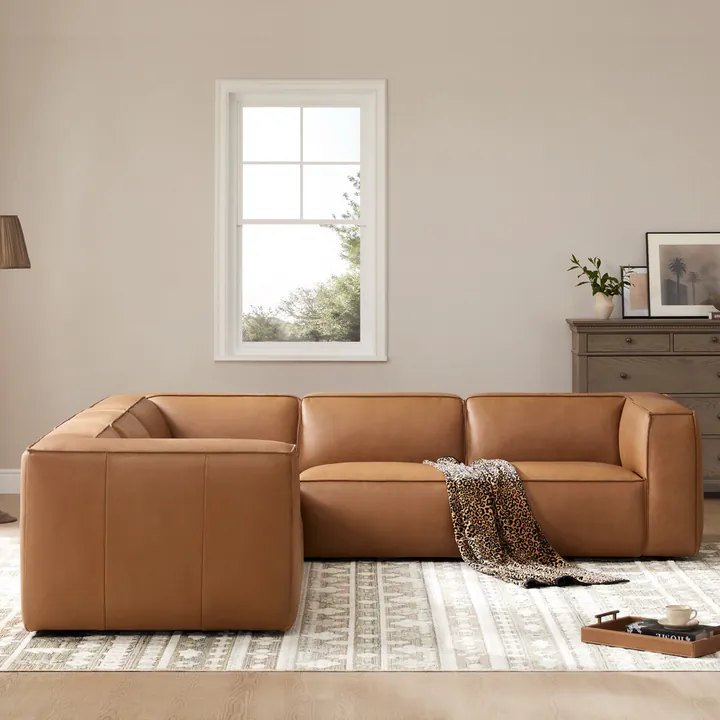 Угловой диван Jaye 282×300 см модульный из натуральной кожи 5 предметов 3