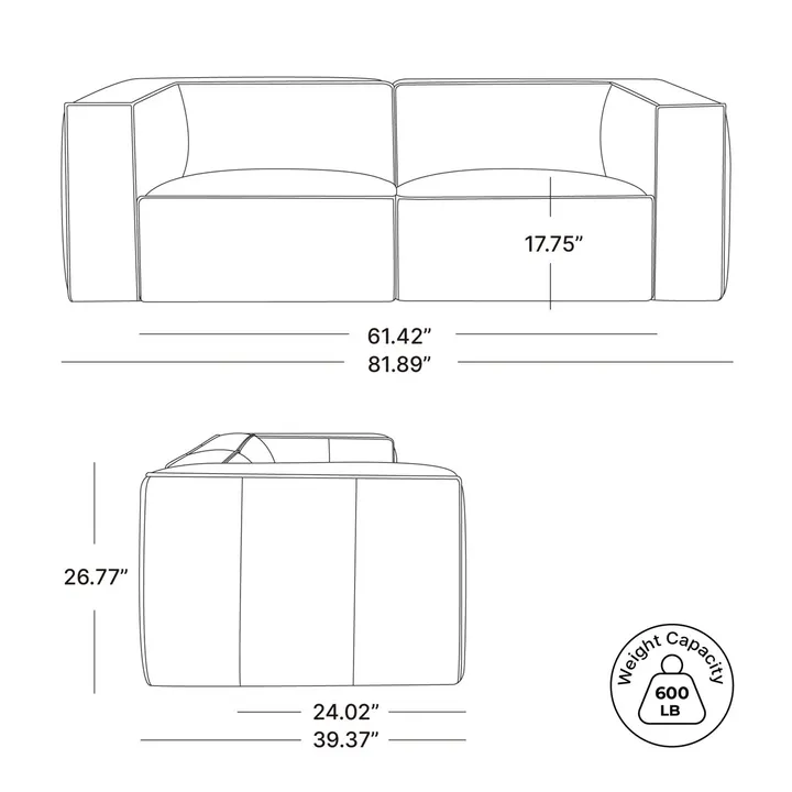 Диван Jaye 208×100 см обитый 2 предмета 2