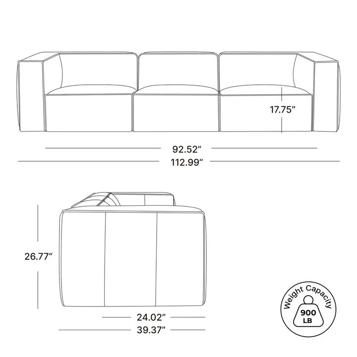 Диван Jaye 287×100 см обитый 3 предмета 3