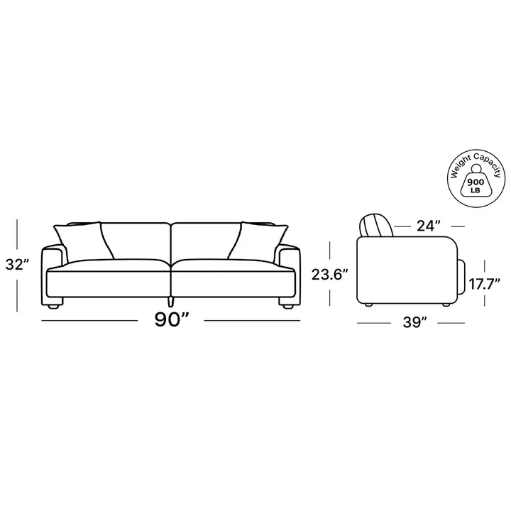 Диван Ives 229×98×81 см обитый глубокий из массива 7