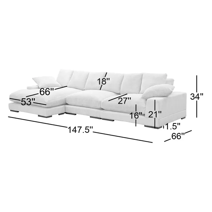 Угловой диван Lonsdale 375×168×86 см обитый кордрой из массива 5