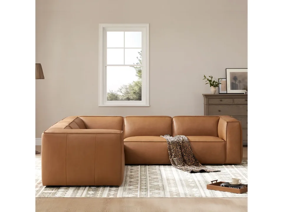 Угловой диван Jaye 282×300 см модульный из натуральной кожи 5 предметов 3