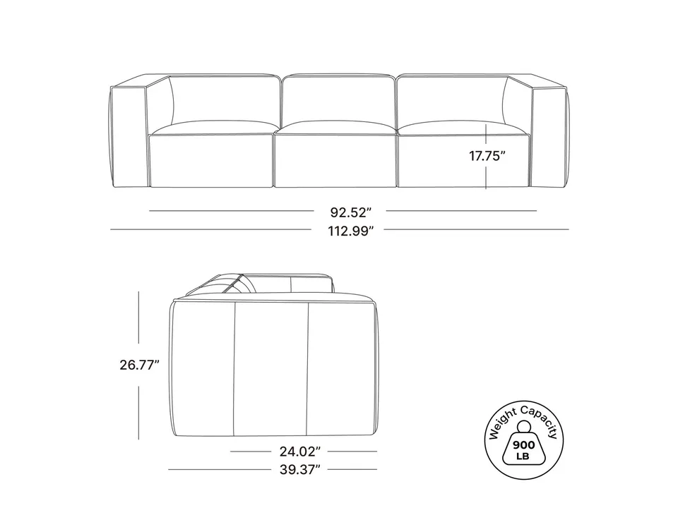 Диван Jaye 287×100 см обитый 3 предмета 3