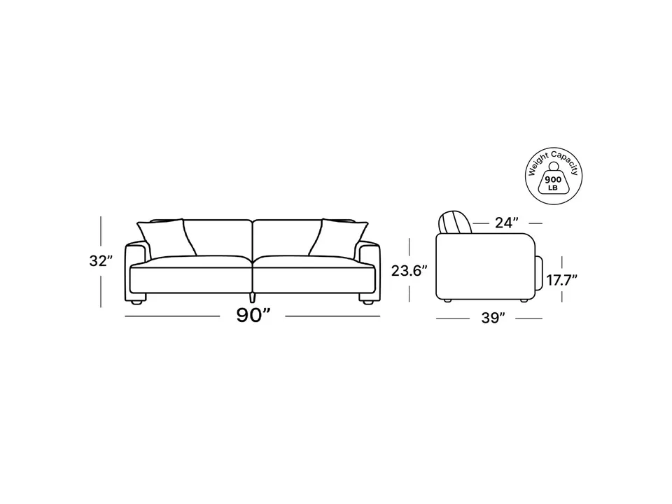 Ives 90'' Upholstered Deep Sofa 7