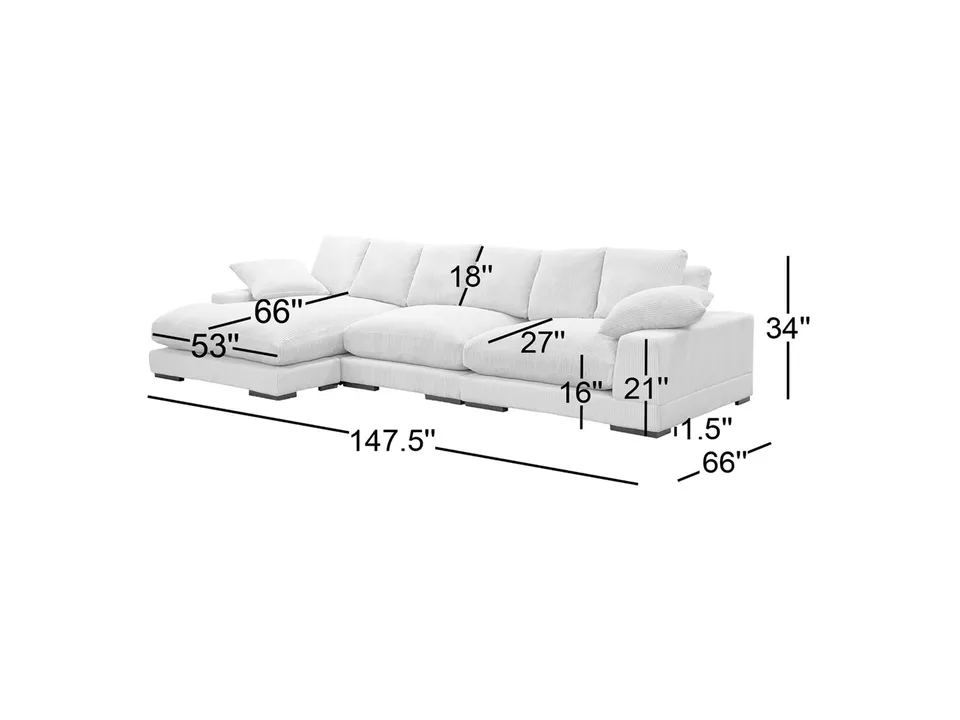 Угловой диван Lonsdale 375×168×86 см обитый кордрой из массива 5
