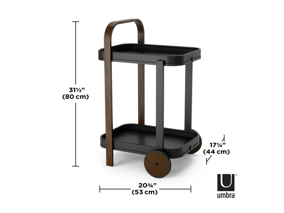 Барная тележка Bellwood 80×53×44 см из массива с колесами 12