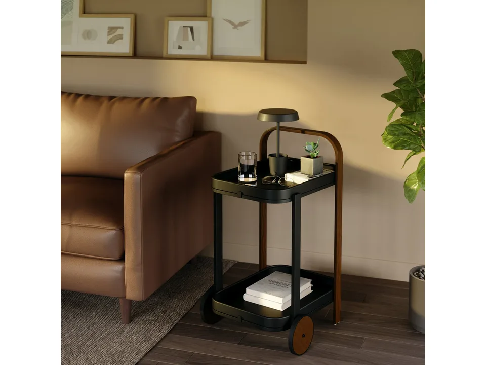 Барная тележка Bellwood 80×53×44 см из массива с колесами 2