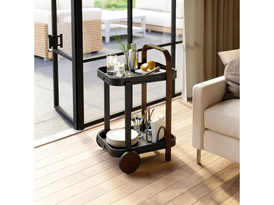 Барная тележка Bellwood 80×53×44 см из массива с колесами 3