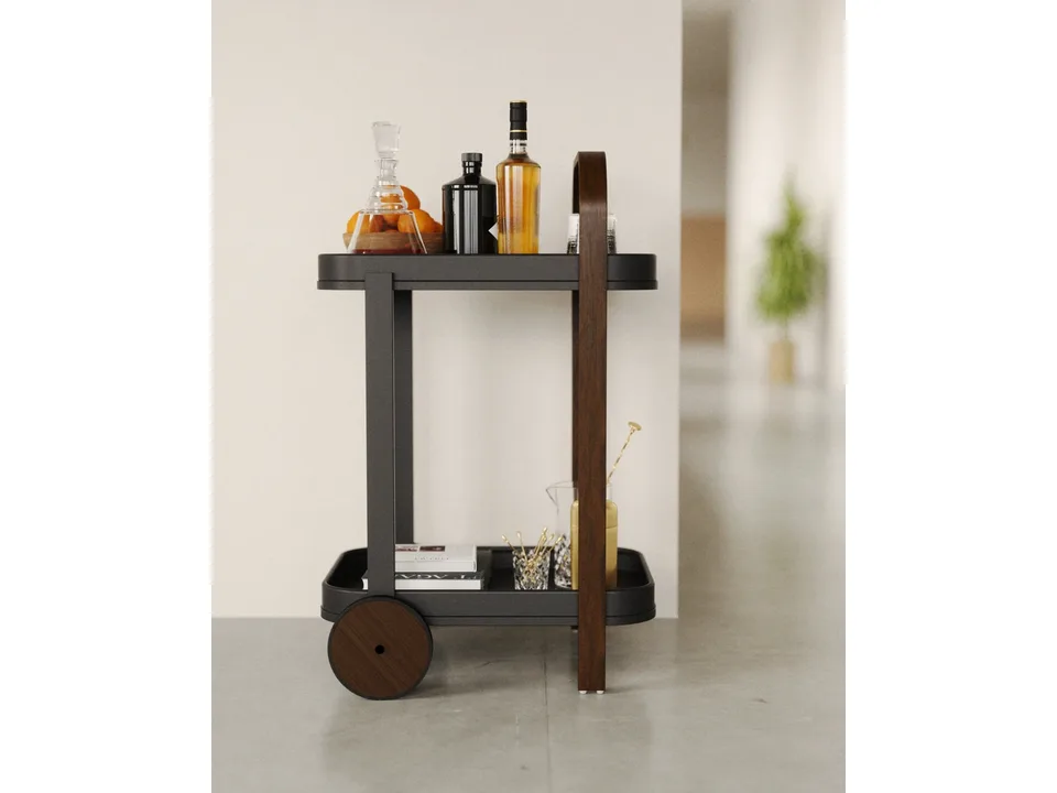 Барная тележка Bellwood 80×53×44 см из массива с колесами 4